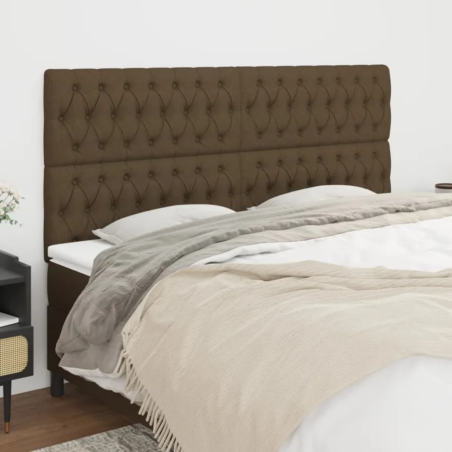 Tête de lit marron foncé 200 x 7 x 118/128 cm Tissu