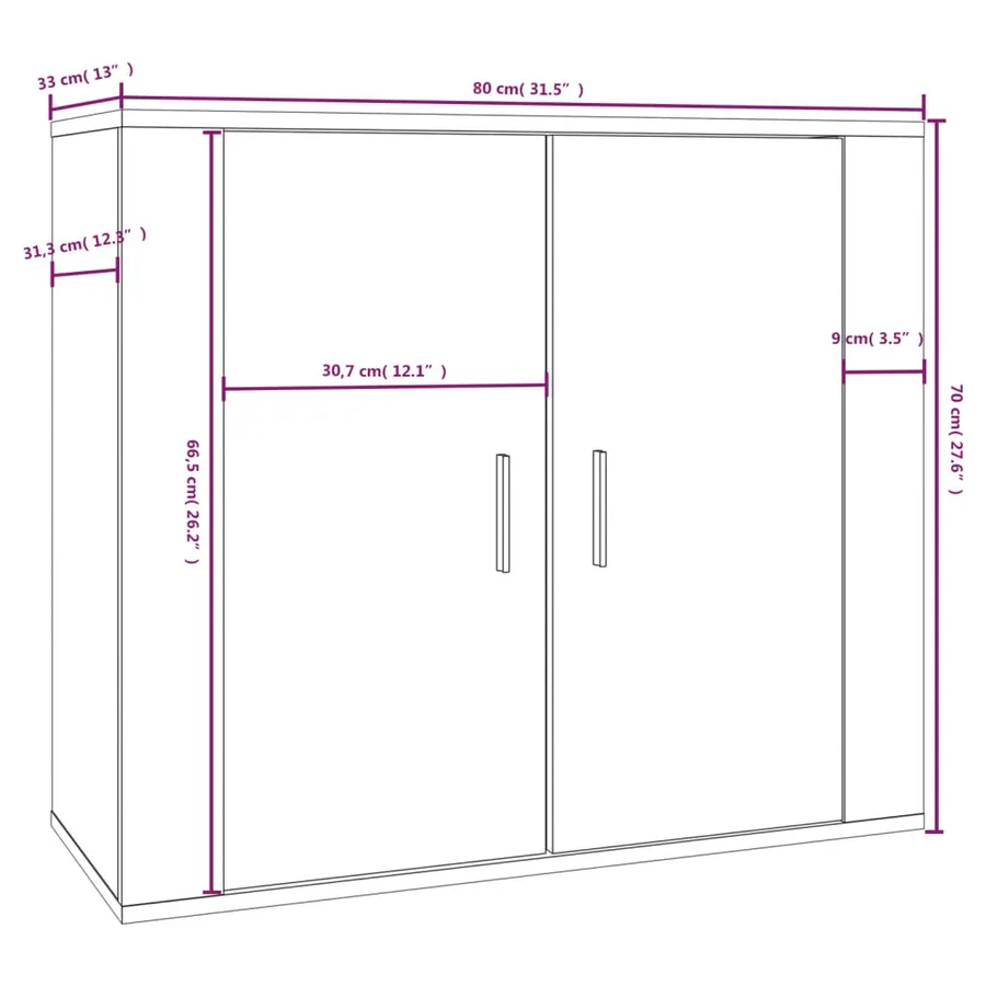 Buffet Chêne sonoma 80x33x70 cm Bois d'ingénierie - 9