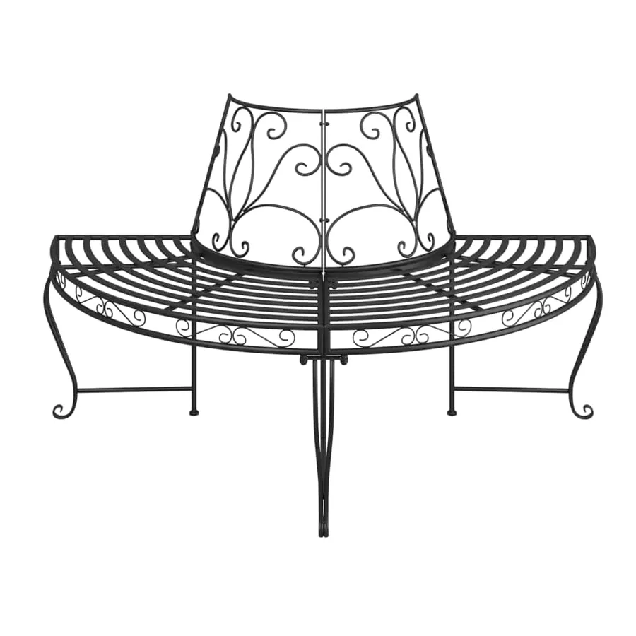 Banc demi-circulaire tour d'arbre Ø160 cm Noir Acier - 3