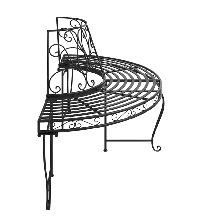 Banc demi-circulaire tour d'arbre Ø160 cm Noir Acier - 4