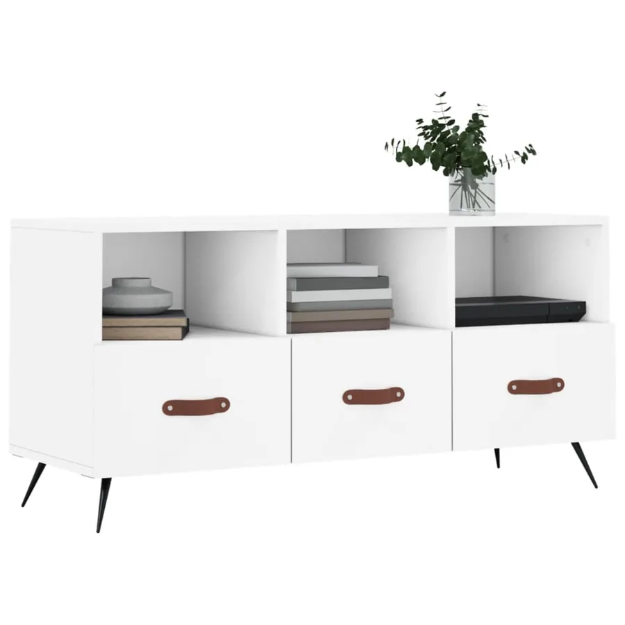 Meuble TV blanc 102x36x50 cm bois d'ingénierie - 3