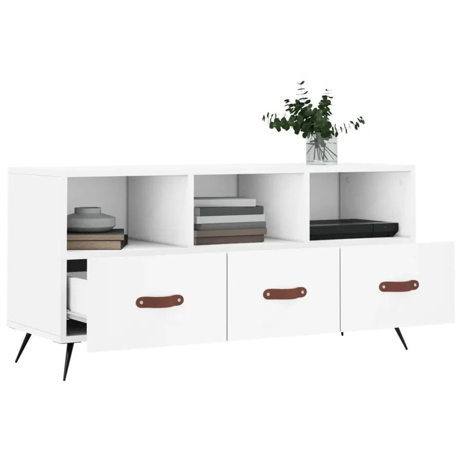 Meuble TV blanc 102x36x50 cm bois d'ingénierie - 4
