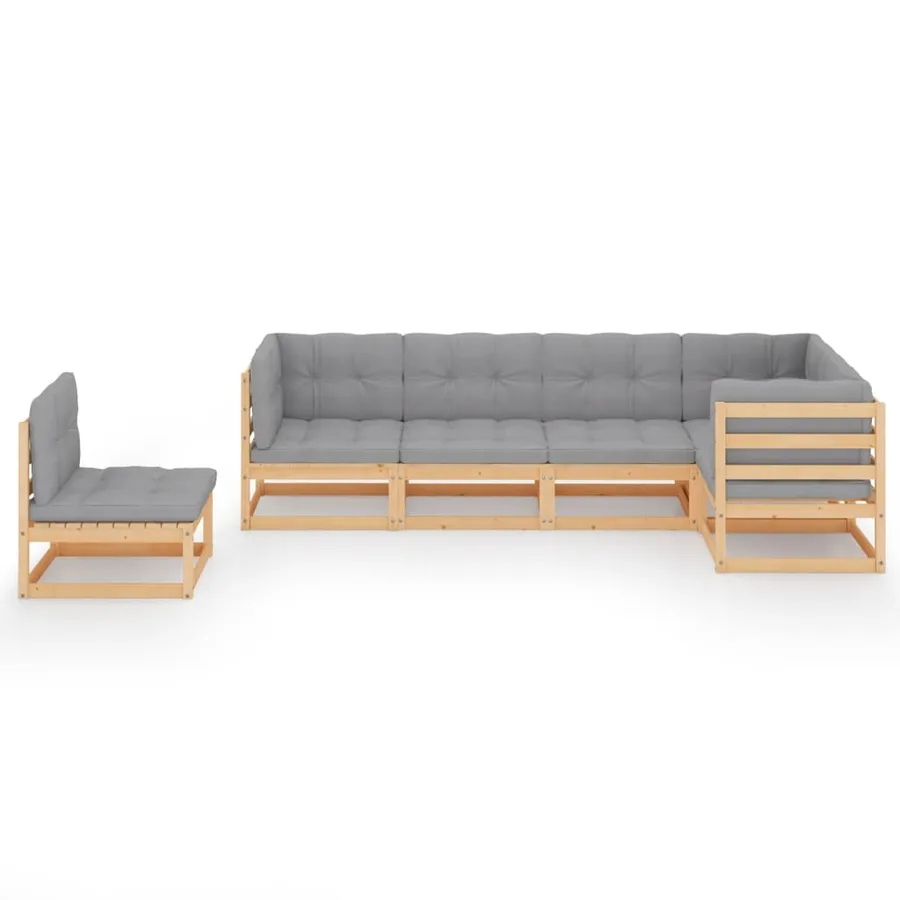 Salon de jardin 6 pcs avec coussins Bois de pin massif - 3