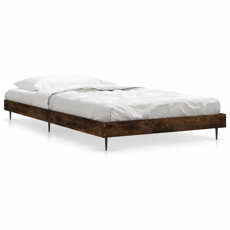 Cadre de lit sans matelas chêne fumé 90x190cm bois d'ingénierie - 2