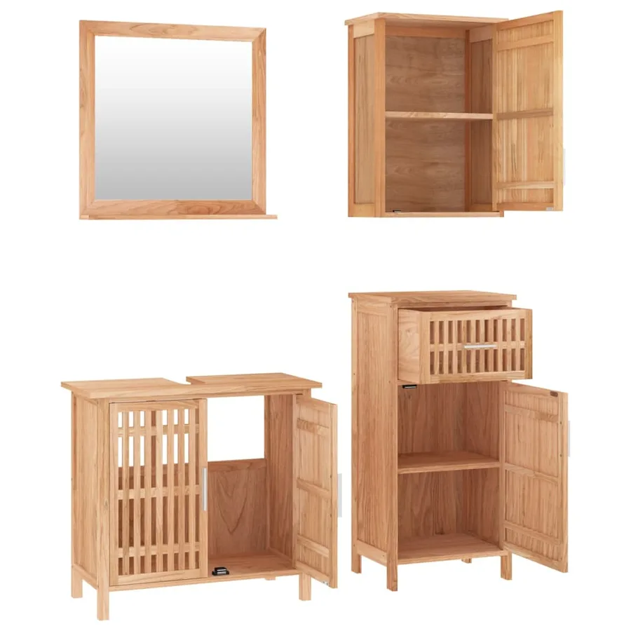 Ensemble de meubles de salle de bain 4 pcs Bois massif de noyer - 3