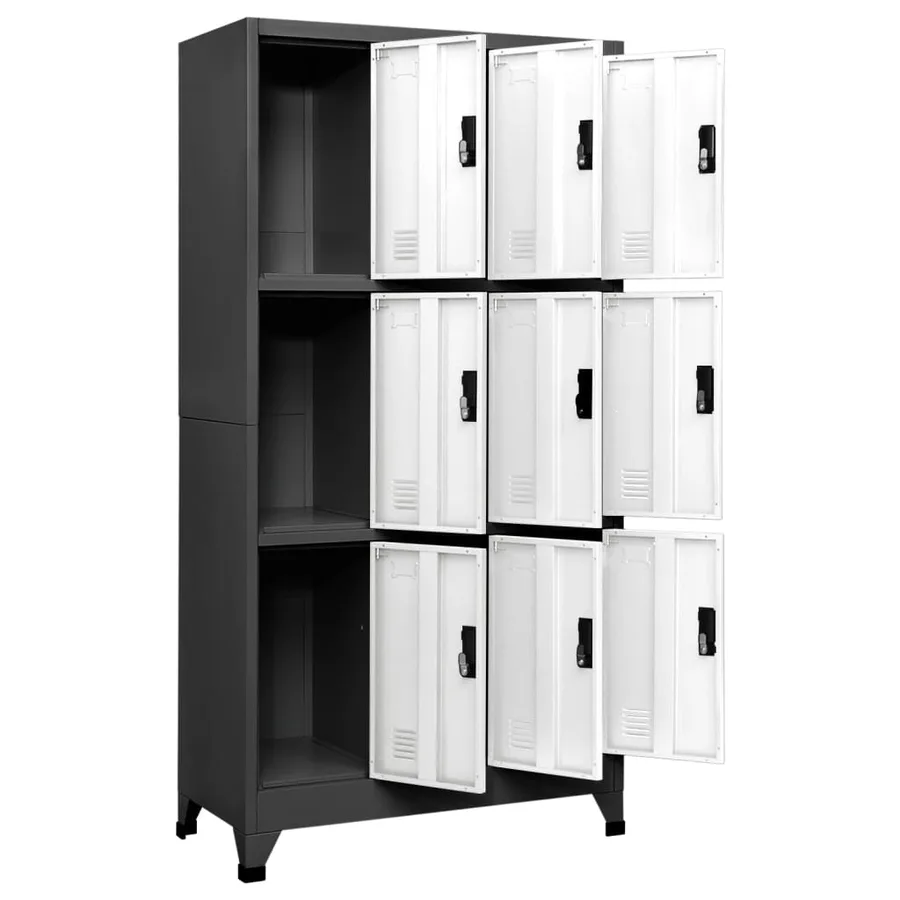 Armoire à casiers Anthracite et blanc 90x45x180 cm Acier - 3