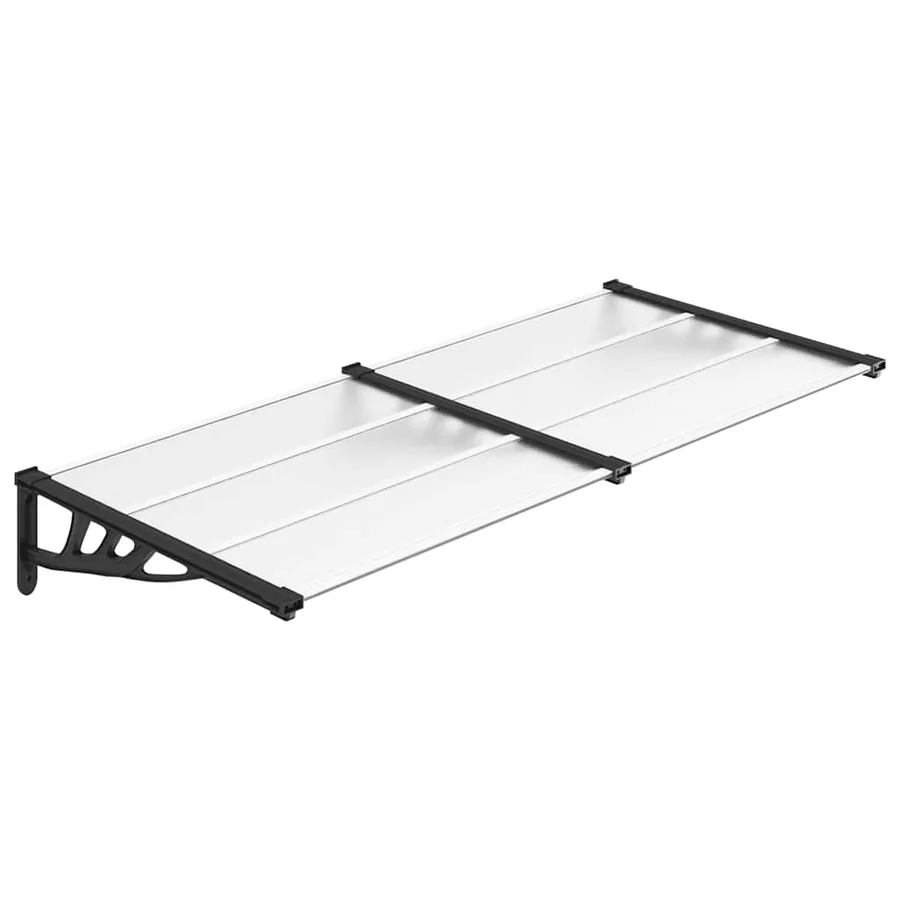 Auvent de porte Noir et transparent 199x90 cm Polycarbonate - 2