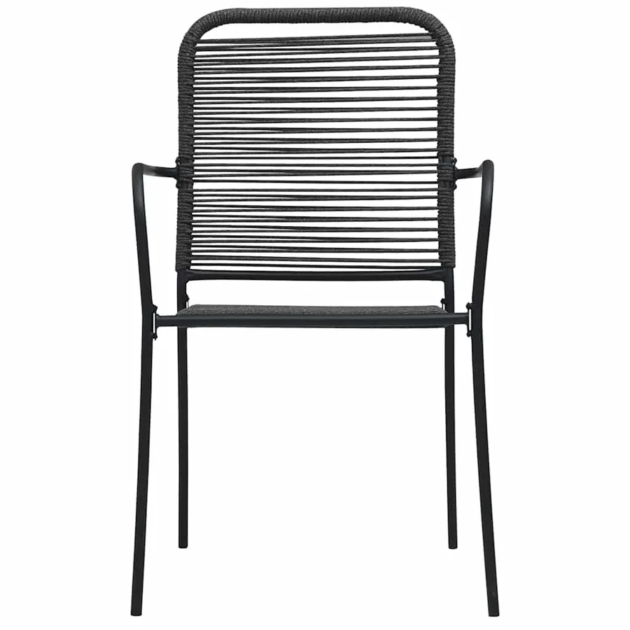 Ensemble à manger de jardin 7 pcs Corde en coton et acier Noir - 6
