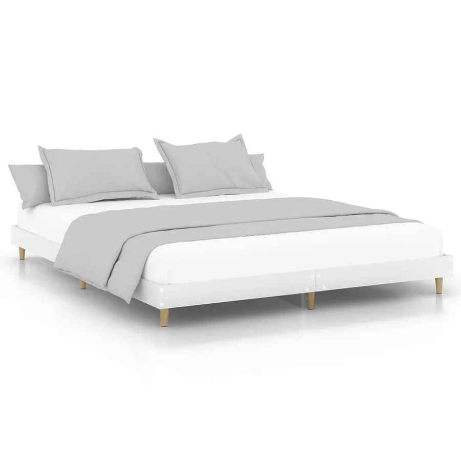 Cadre de lit sans matelas blanc 140x200 cm bois d'ingénierie - 2