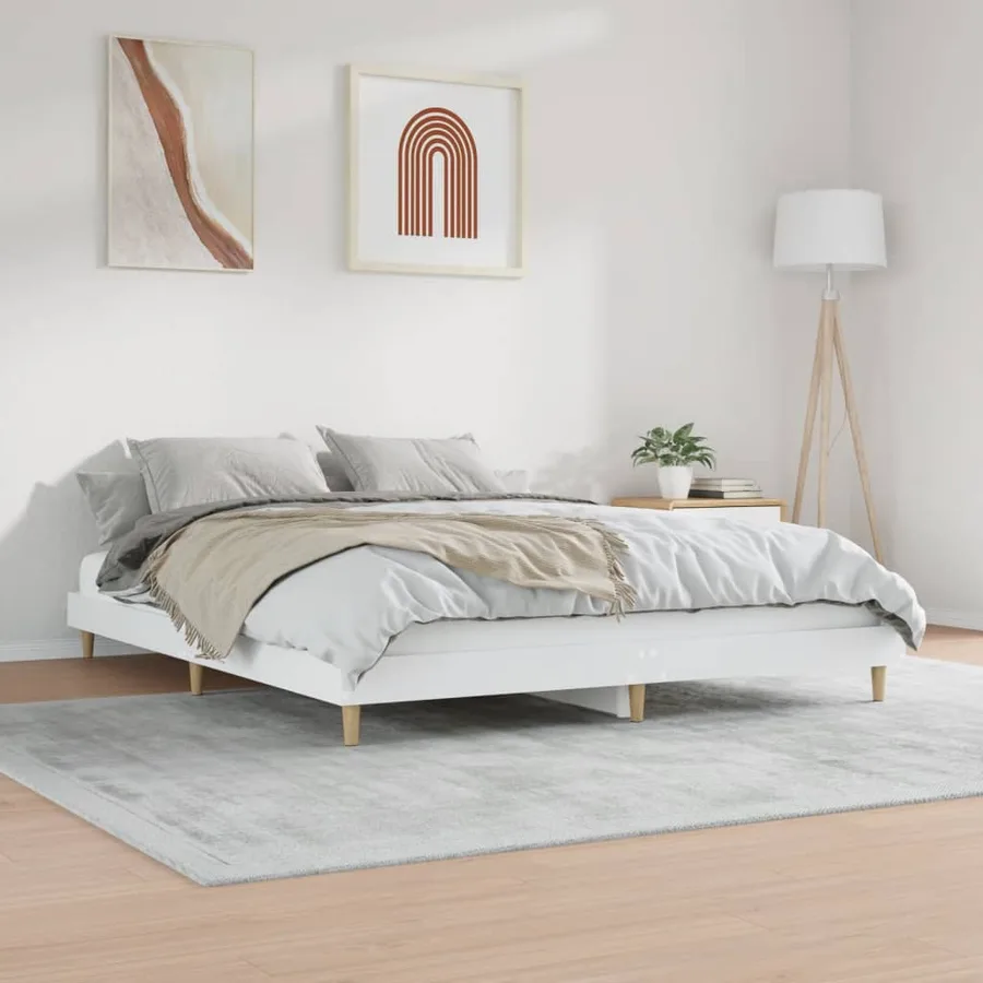 Cadre de lit sans matelas blanc 140x200 cm bois d'ingénierie - 4