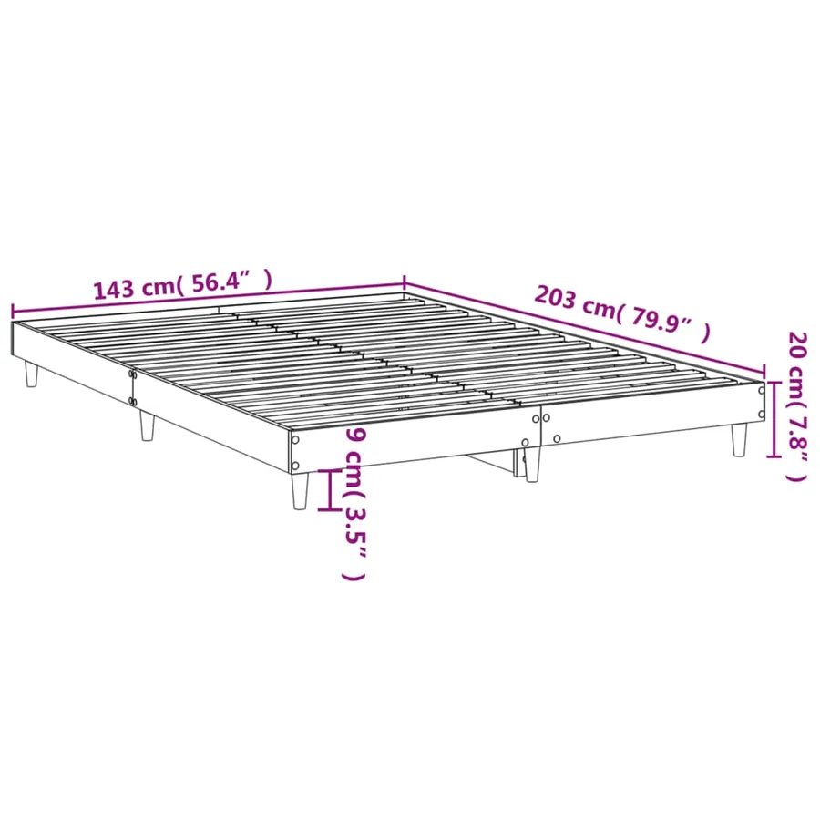 Cadre de lit sans matelas blanc 140x200 cm bois d'ingénierie - 9