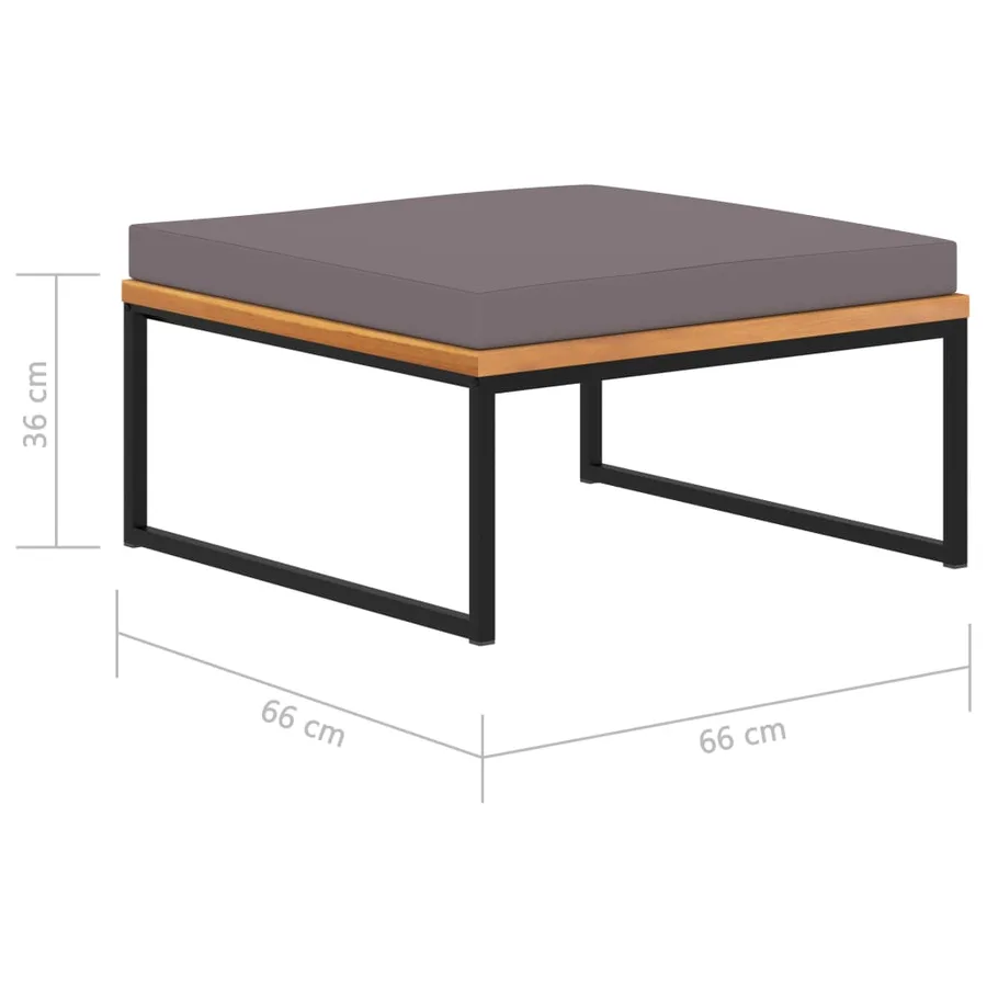 Repose-pied avec coussin 66x66x36 cm Bois d'acacia Gris foncé - 5