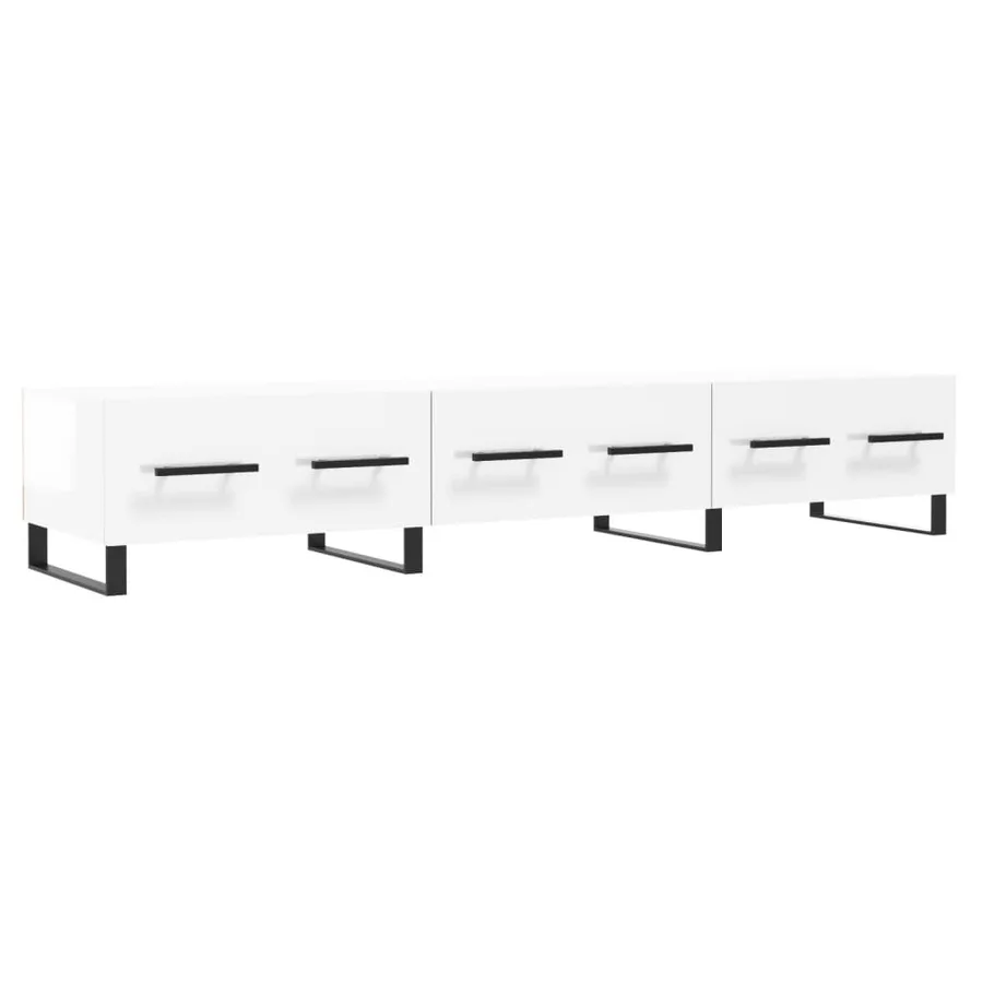 Meuble TV blanc brillant 150x36x30 cm bois d'ingénierie - 2