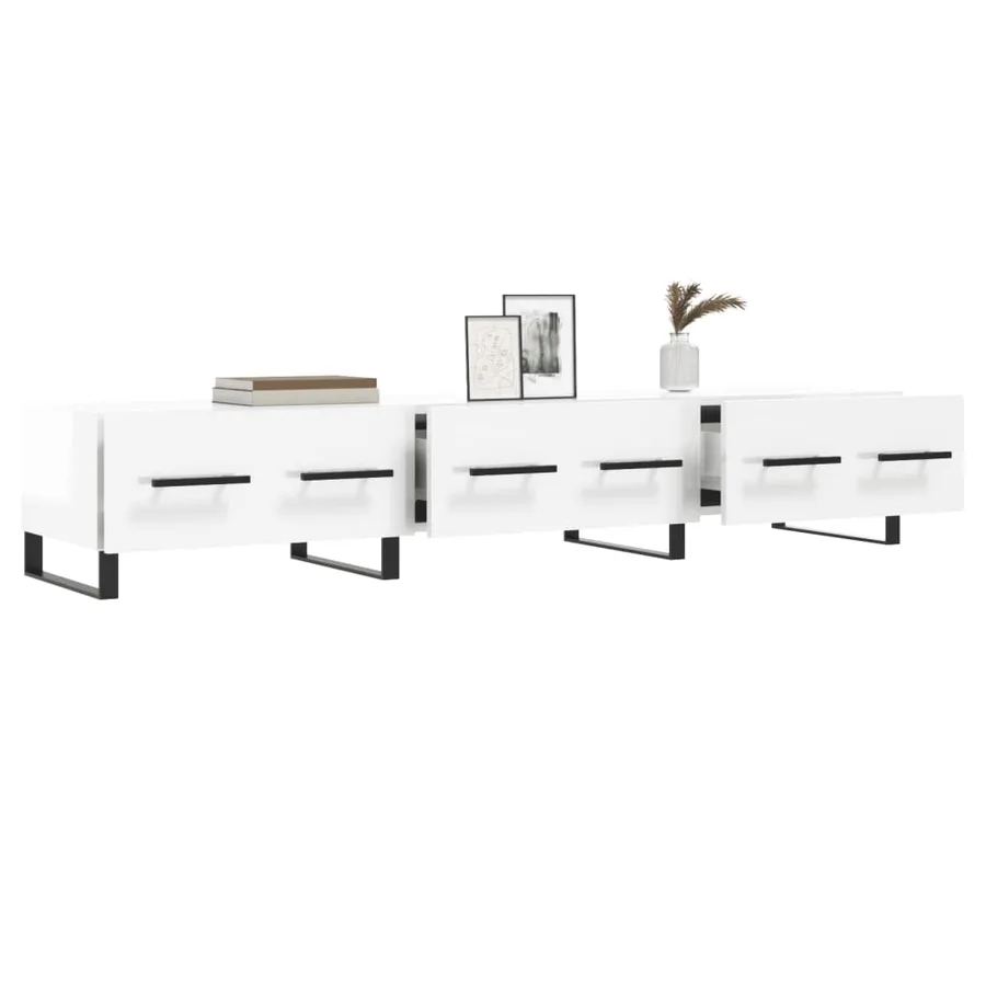 Meuble TV blanc brillant 150x36x30 cm bois d'ingénierie - 4