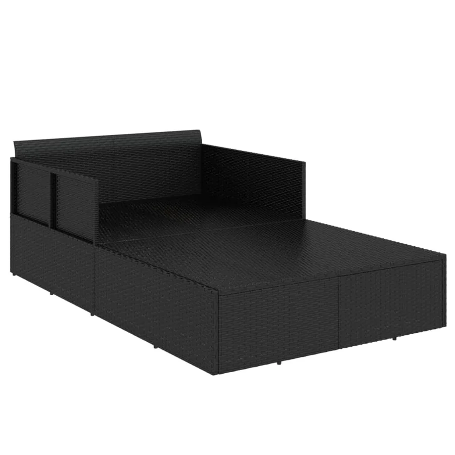 Chaise longue avec coussins noir 182x118x63 cm résine tressée - 6