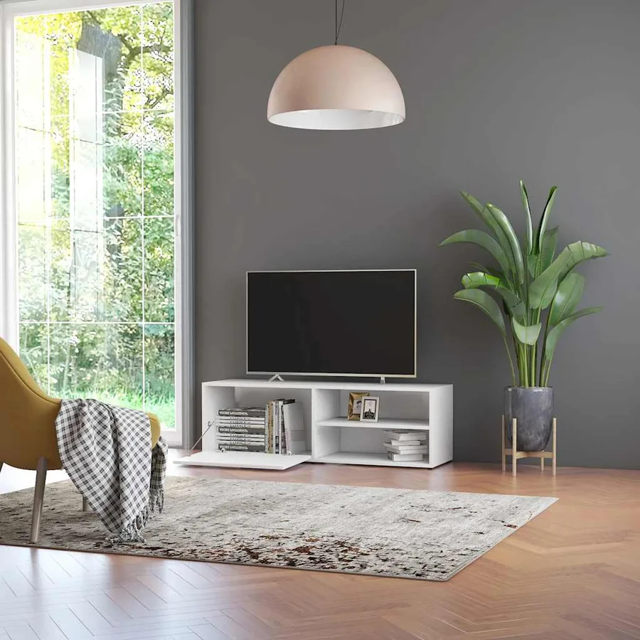Meuble TV Blanc 120x34x37 cm Bois d'ingénierie - 4