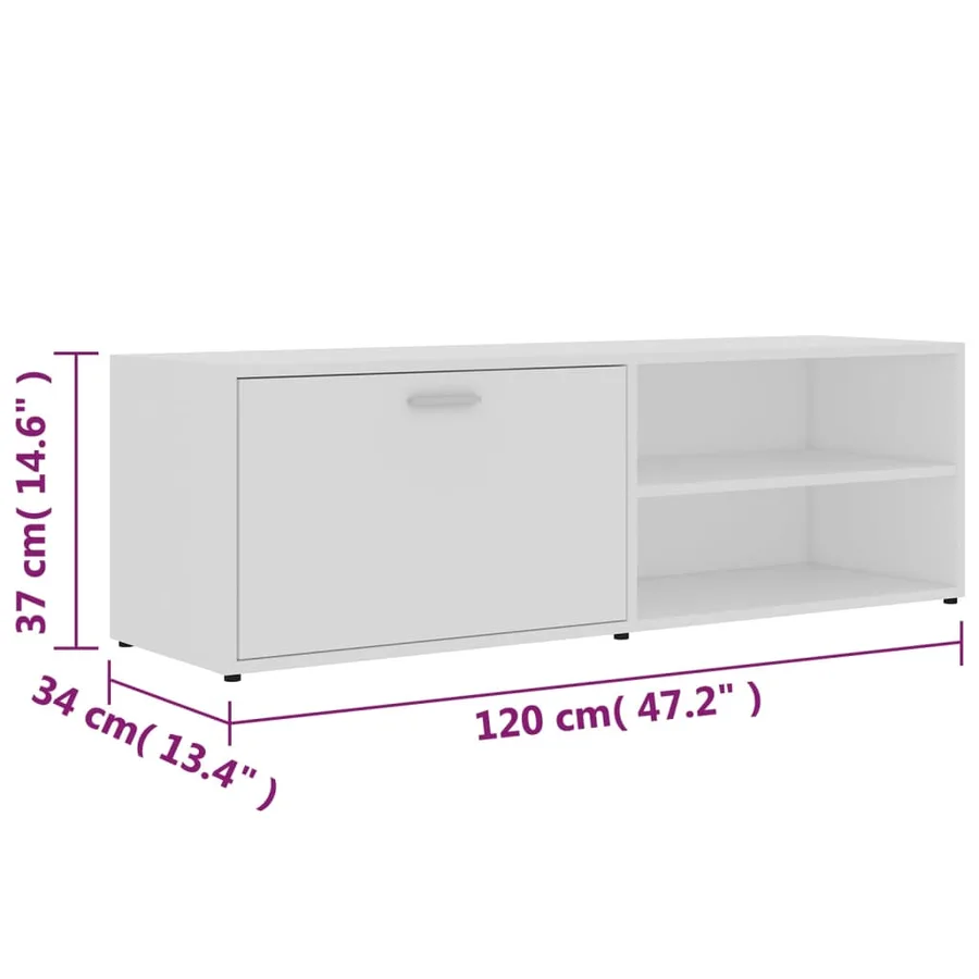 Meuble TV Blanc 120x34x37 cm Bois d'ingénierie - 9