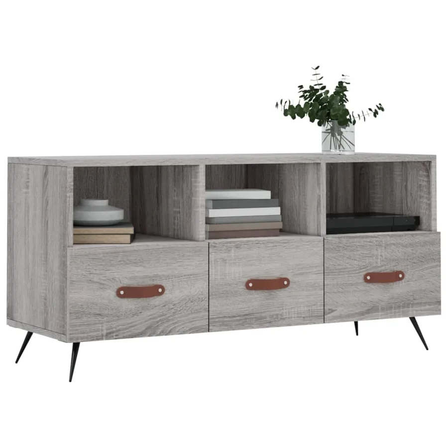 Meuble TV sonoma gris 102x36x50 cm bois d'ingénierie - 3