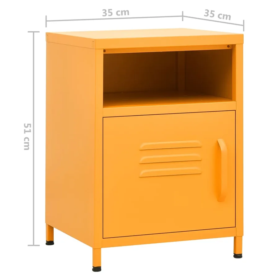 Tables de chevet 2 pcs Jaune moutarde 35x35x51 cm Acier - 9