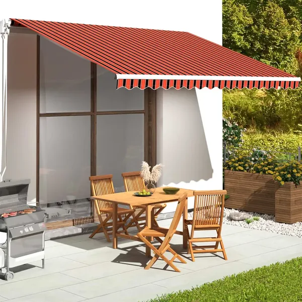 Tissu de remplacement pour auvent orange et marron 4,5x3,5 m polyester