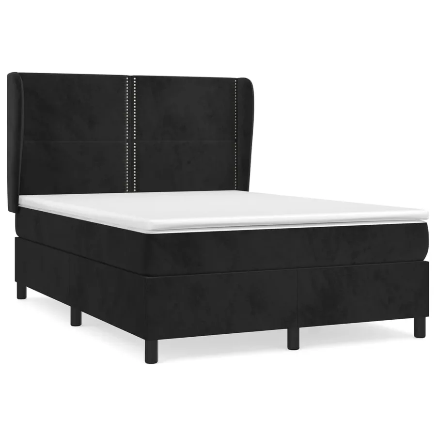 Sommier à lattes de lit avec matelas Noir 140x190 cm Velours - 2