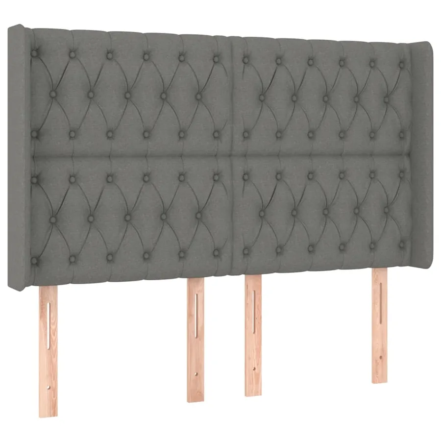 Sommier à lattes de lit matelas LED Gris foncé 140x190 cm Tissu - 7