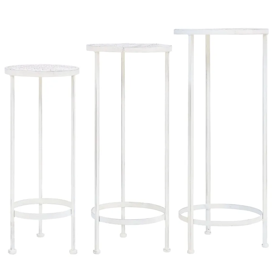 Support de plantes 3 pcs Style vintage Métal Blanc antique