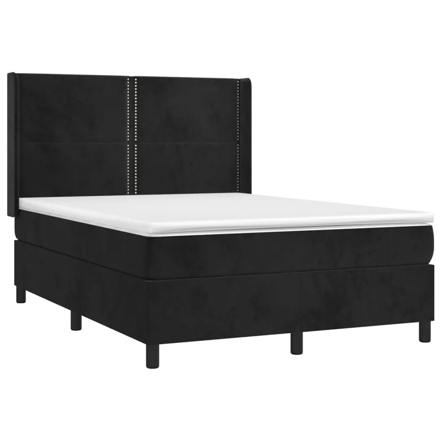 Sommier à lattes de lit avec matelas Noir 140x200 cm Velours - 3