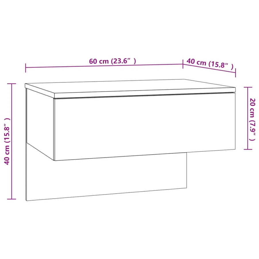 Tables de chevet murales 2 pcs Noir - 9
