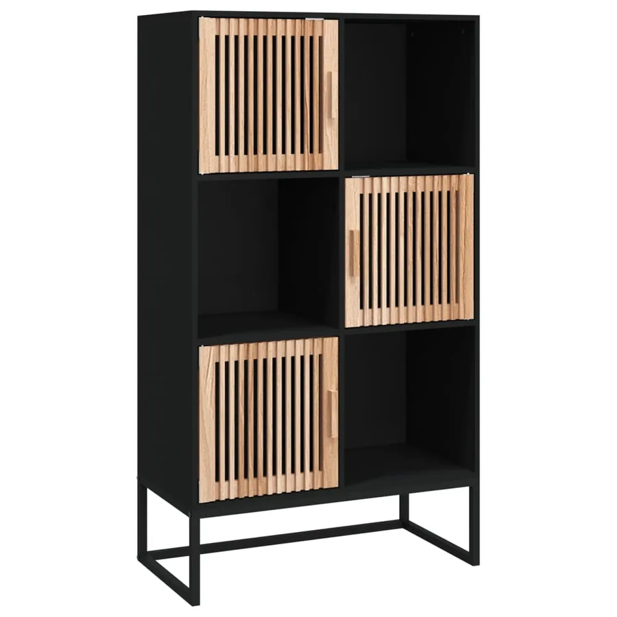 Buffet haut noir 70x35x125 cm bois d'ingénierie - 2