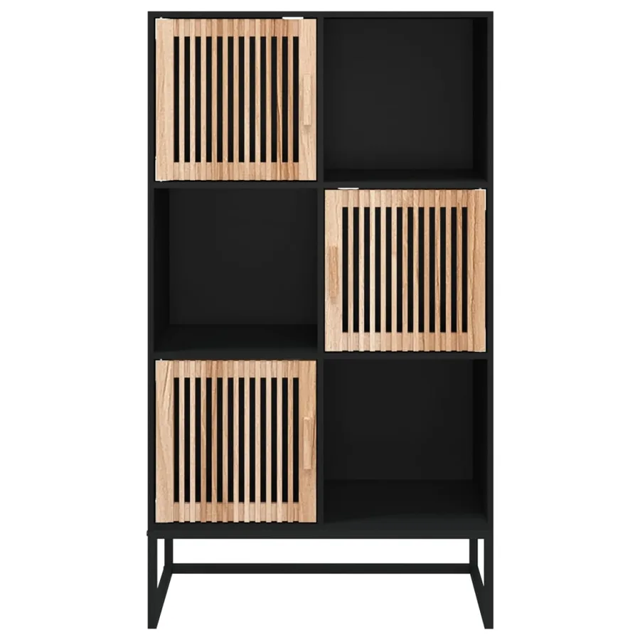 Buffet haut noir 70x35x125 cm bois d'ingénierie - 5