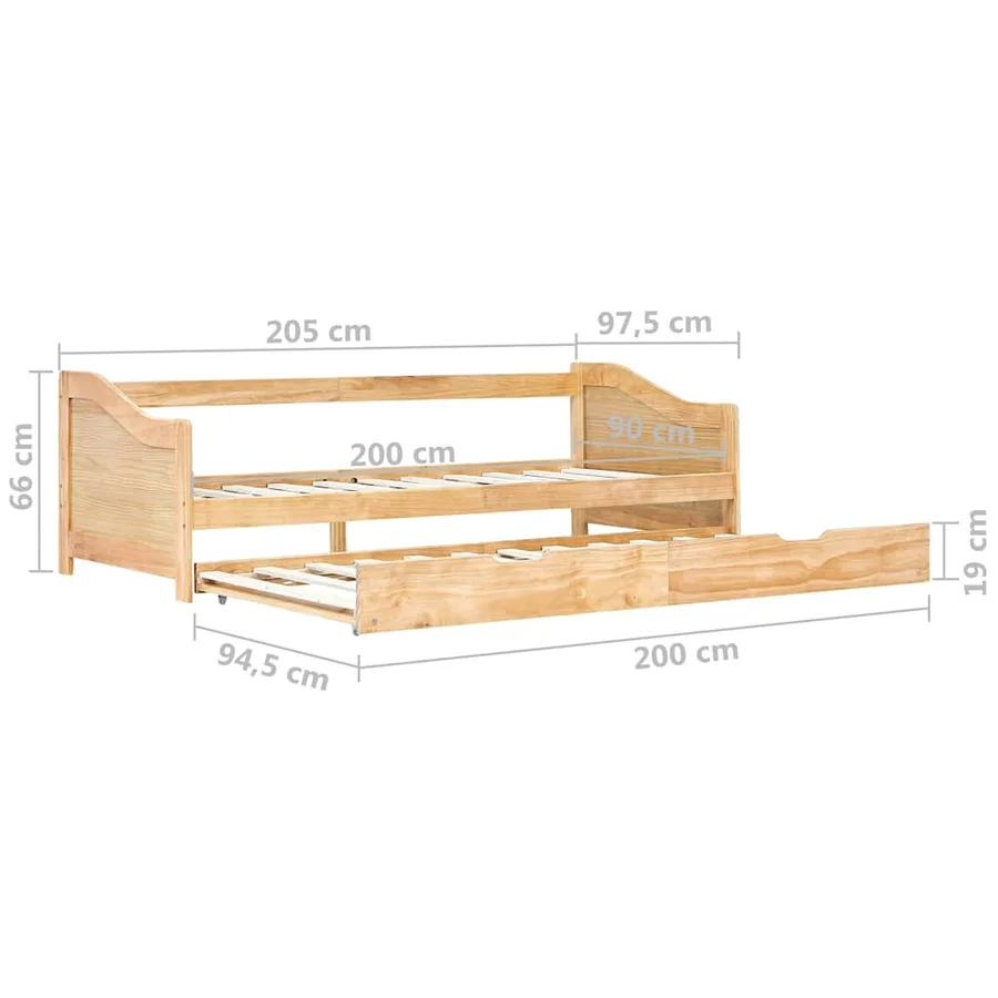 Cadre de lit extensible sans matelas bois de pin 90x200 cm - 8
