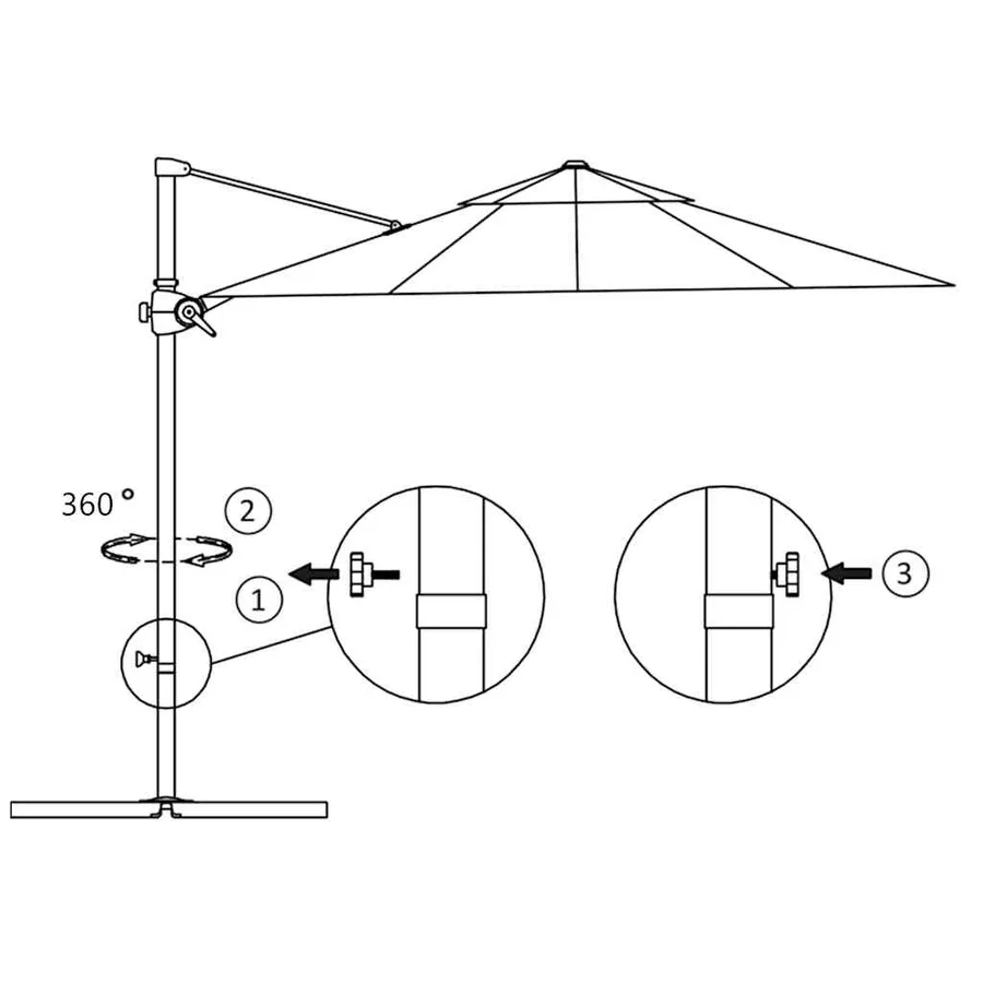 Parasol de jardin avec base portable taupe - 14