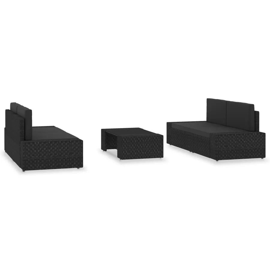Salon de jardin 5 pcs Résine tressée Noir - 2