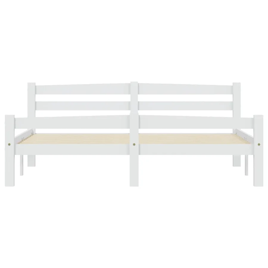Cadre de lit sans matelas blanc bois de pin massif 160x200 cm - 4