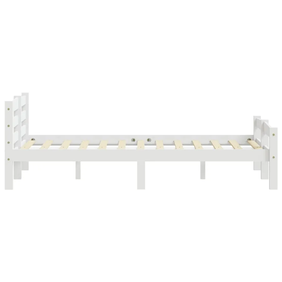Cadre de lit sans matelas blanc bois de pin massif 160x200 cm - 5