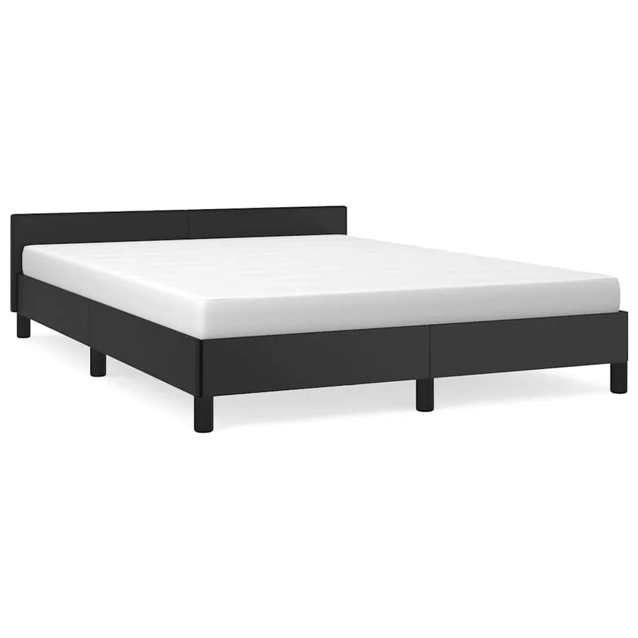 Cadre de lit avec tête de lit sans matelas noir 140x200 cm - 2