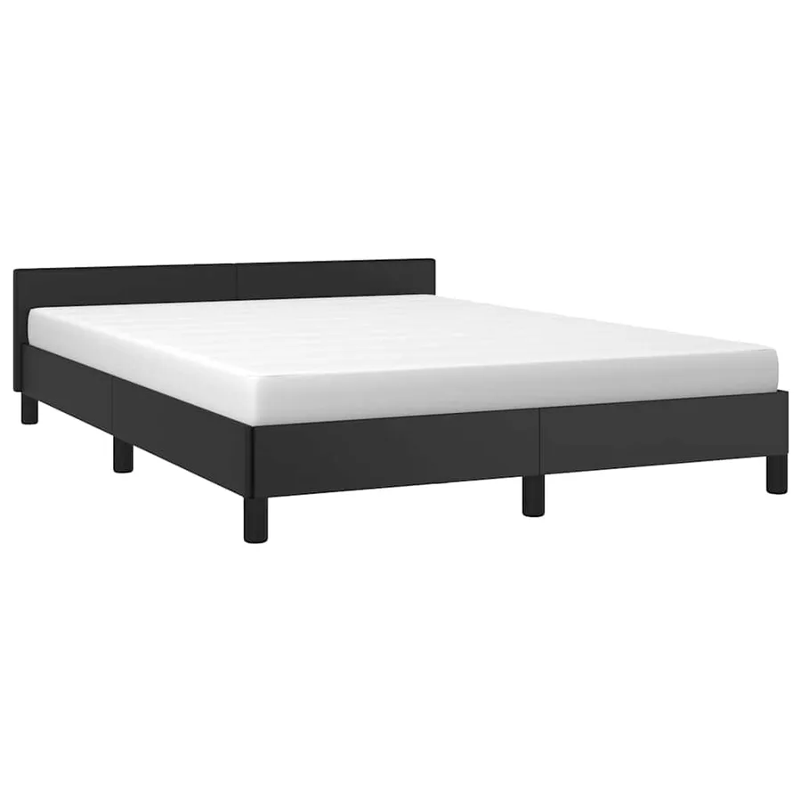Cadre de lit avec tête de lit sans matelas noir 140x200 cm - 3