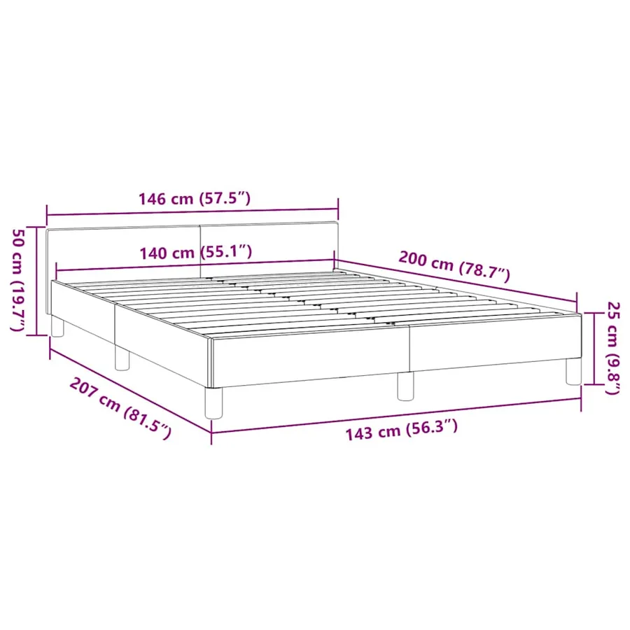 Cadre de lit avec tête de lit sans matelas noir 140x200 cm - 9