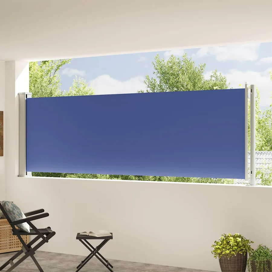 Auvent latéral rétractable de patio 117x600 cm Bleu - 3
