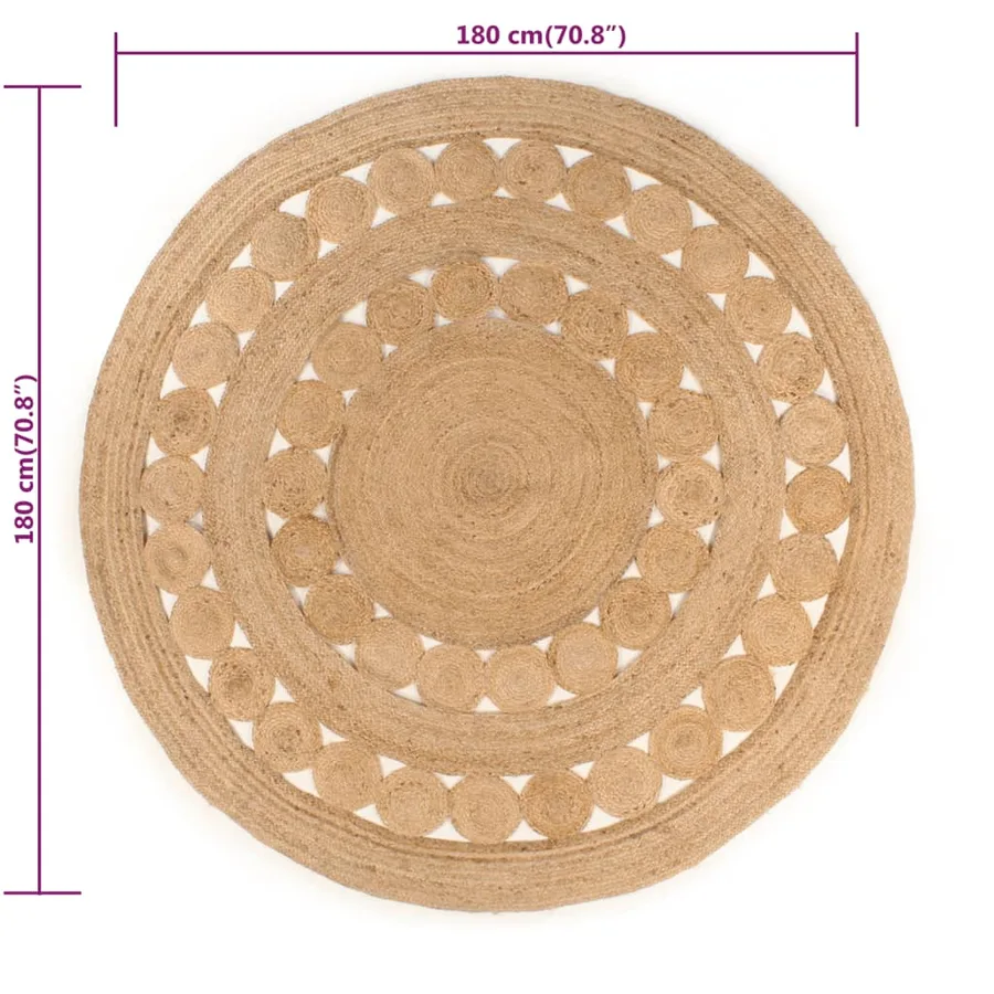 Tapis Design tressé Jute 180 cm Rond - 6
