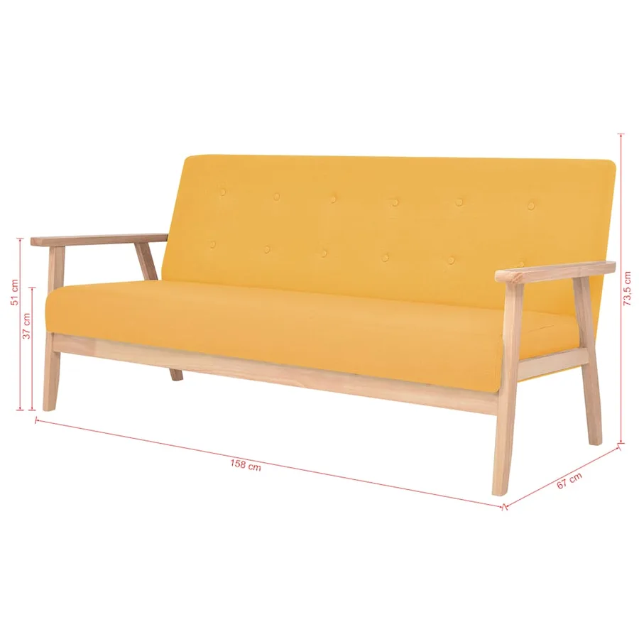 Ensemble de canapé 3 pcs Tissu jaune - 11