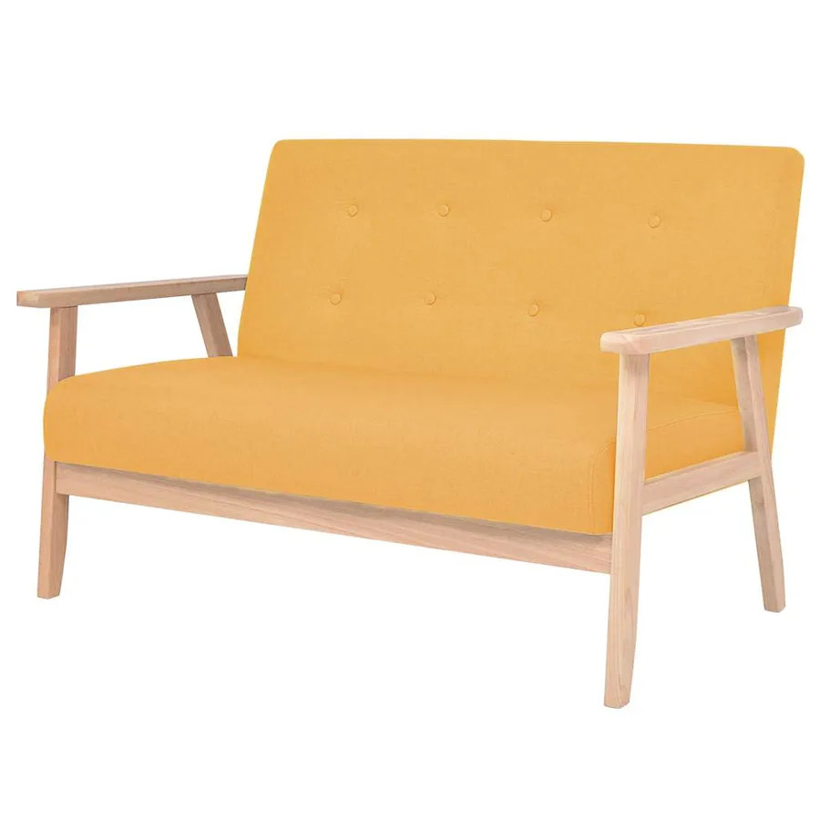 Ensemble de canapé 3 pcs Tissu jaune - 4