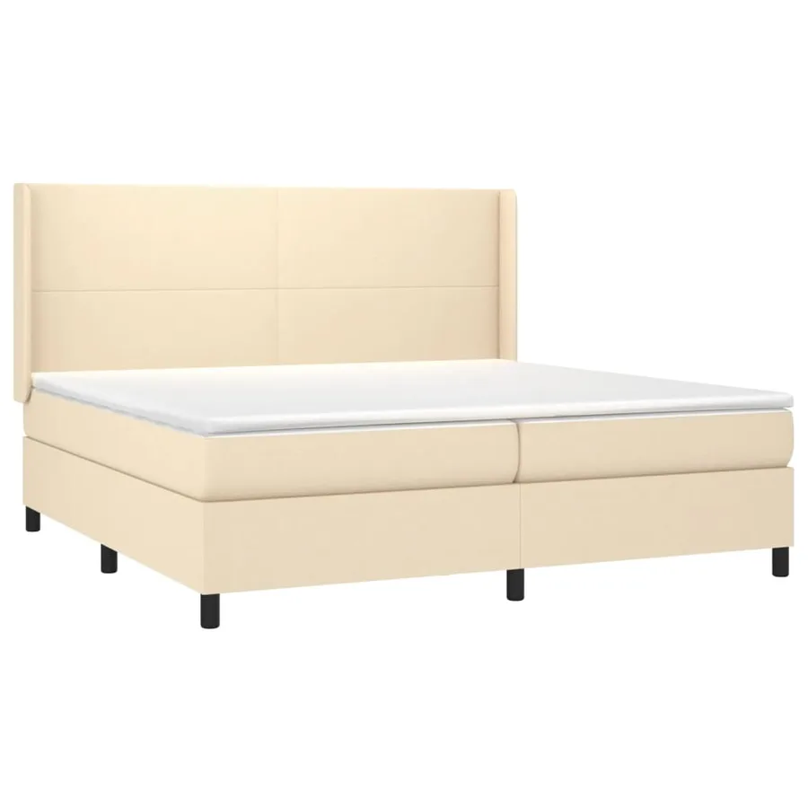 Sommier à lattes de lit matelas LED Crème 200x200 cm Tissu - 4