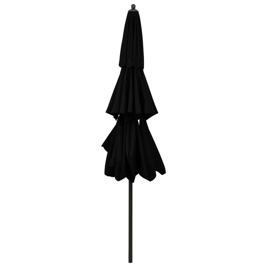 Parasol de jardin à 3 niveaux avec mât en aluminium noir 3 m - 4
