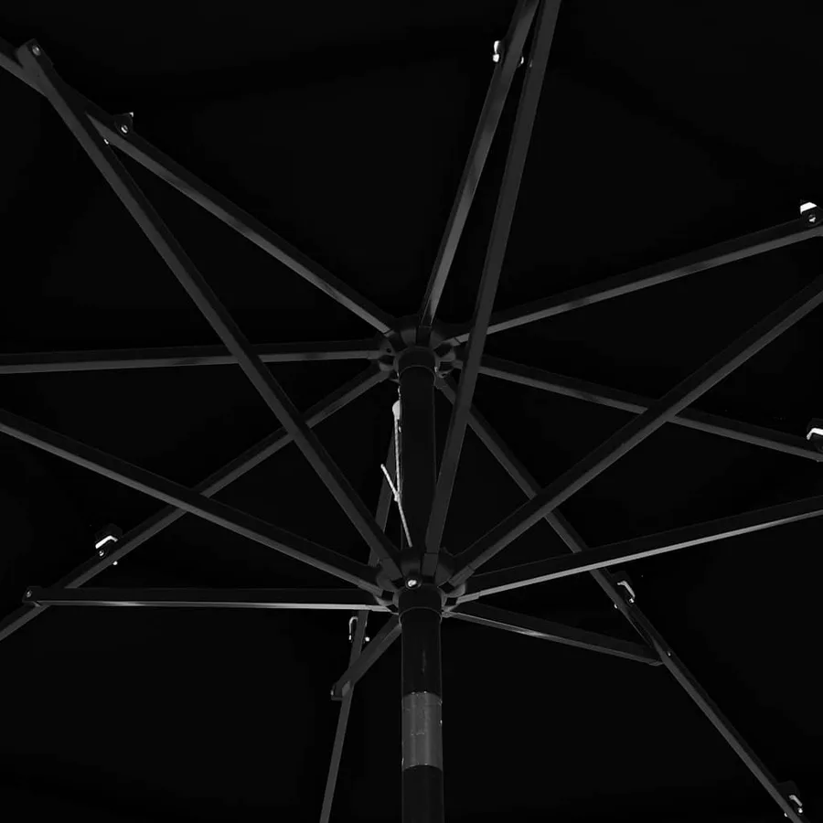 Parasol de jardin à 3 niveaux avec mât en aluminium noir 3 m - 5