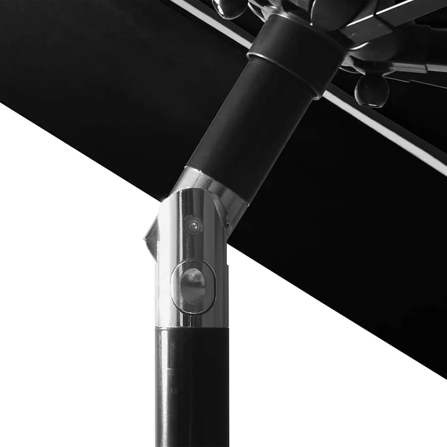 Parasol de jardin à 3 niveaux avec mât en aluminium noir 3 m - 6