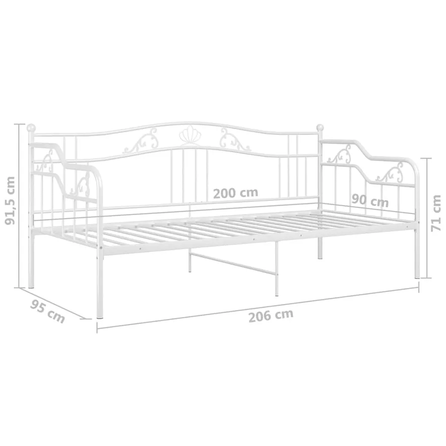 Cadre de canapé-lit sans matelas blanc métal 90x200 cm - 10