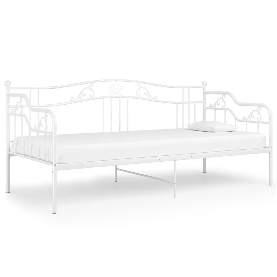 Cadre de canapé-lit sans matelas blanc métal 90x200 cm - 2