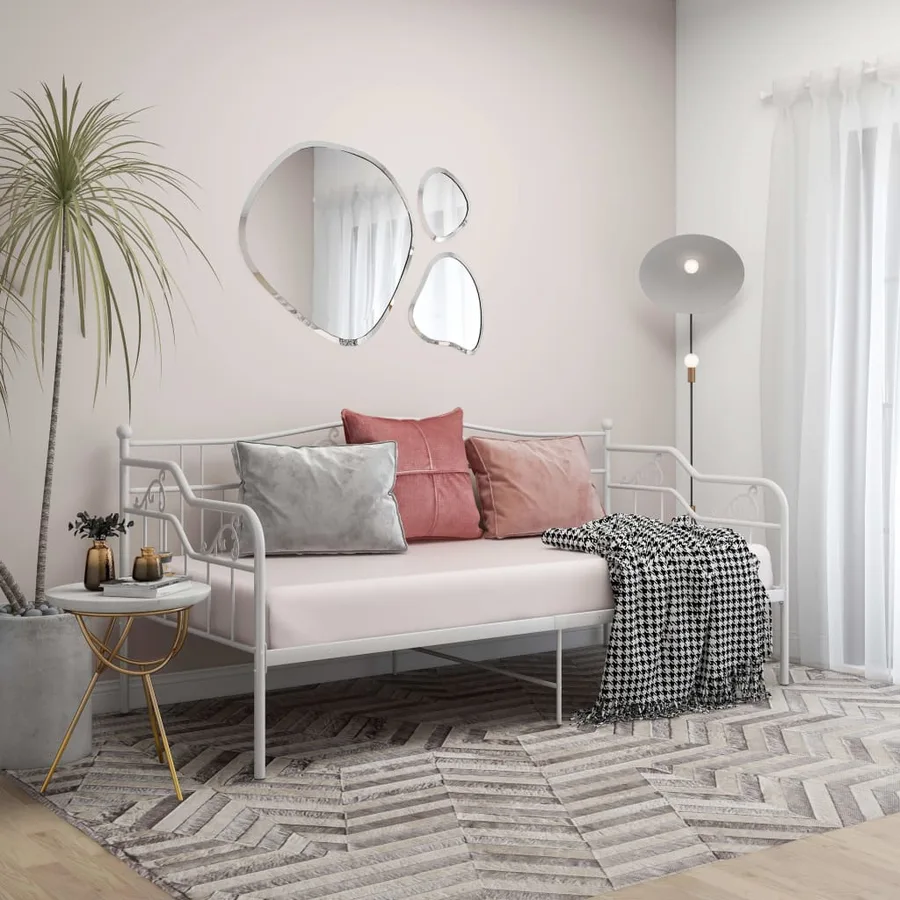 Cadre de canapé-lit sans matelas blanc métal 90x200 cm - 3
